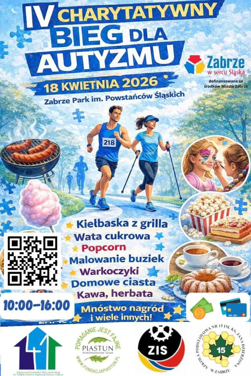IV Charytatywny Bieg dla Autyzmu już w sobotę w Zabrzu - plakat wydarzenia