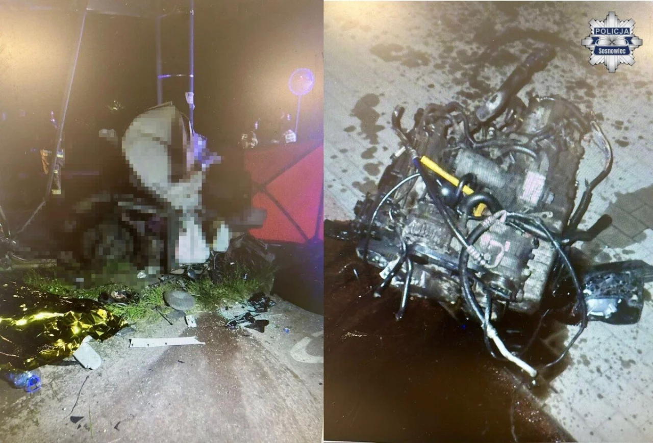 Śmiertelny wypadek w Sosnowcu - dwie osoby zginęły na ul. 3 Maja / fot.: KPP Sosnowiec